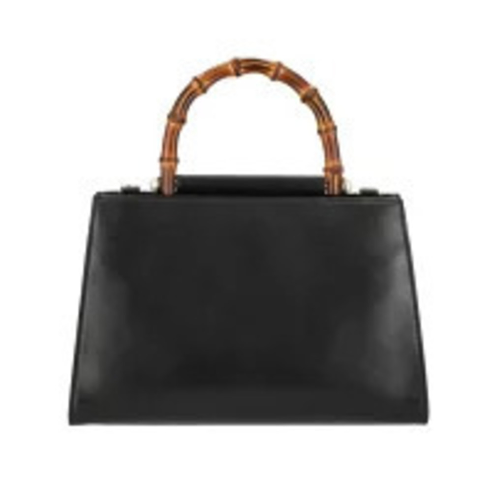 Gucci Nymphaea 2way black leather handle Bamboo top bag